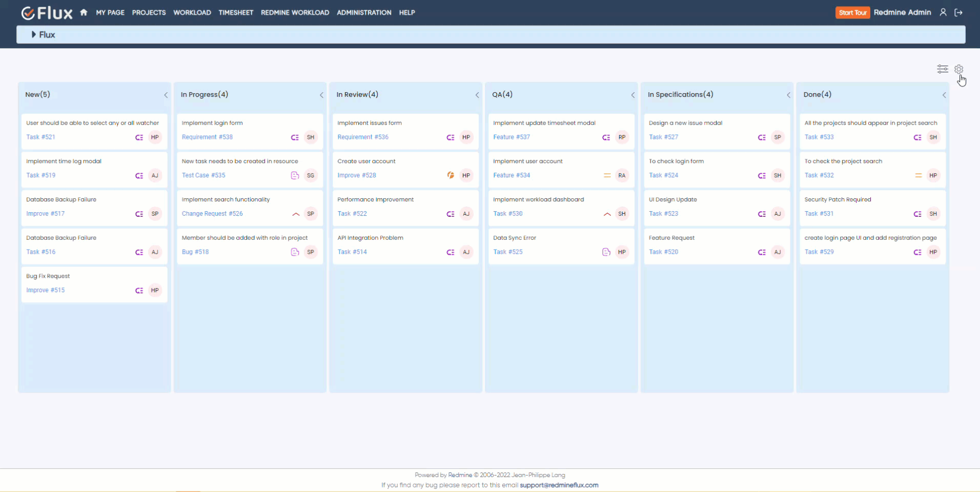 redmineflux agile board plugin updated settings