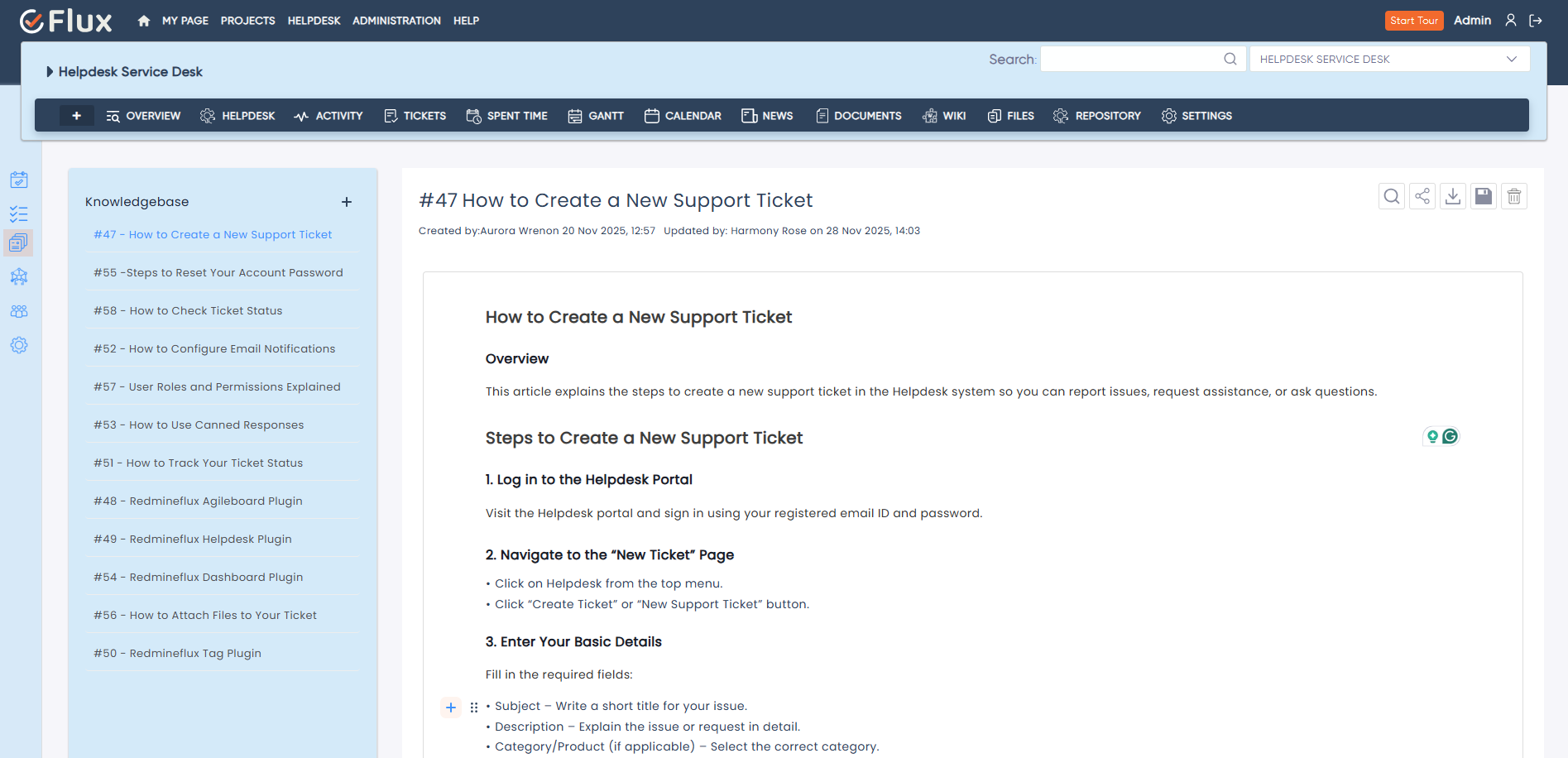 redmineflux helpdesk plugin knowledgebase