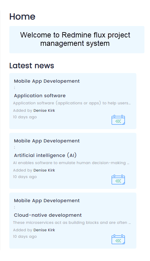 redmineflux small home page