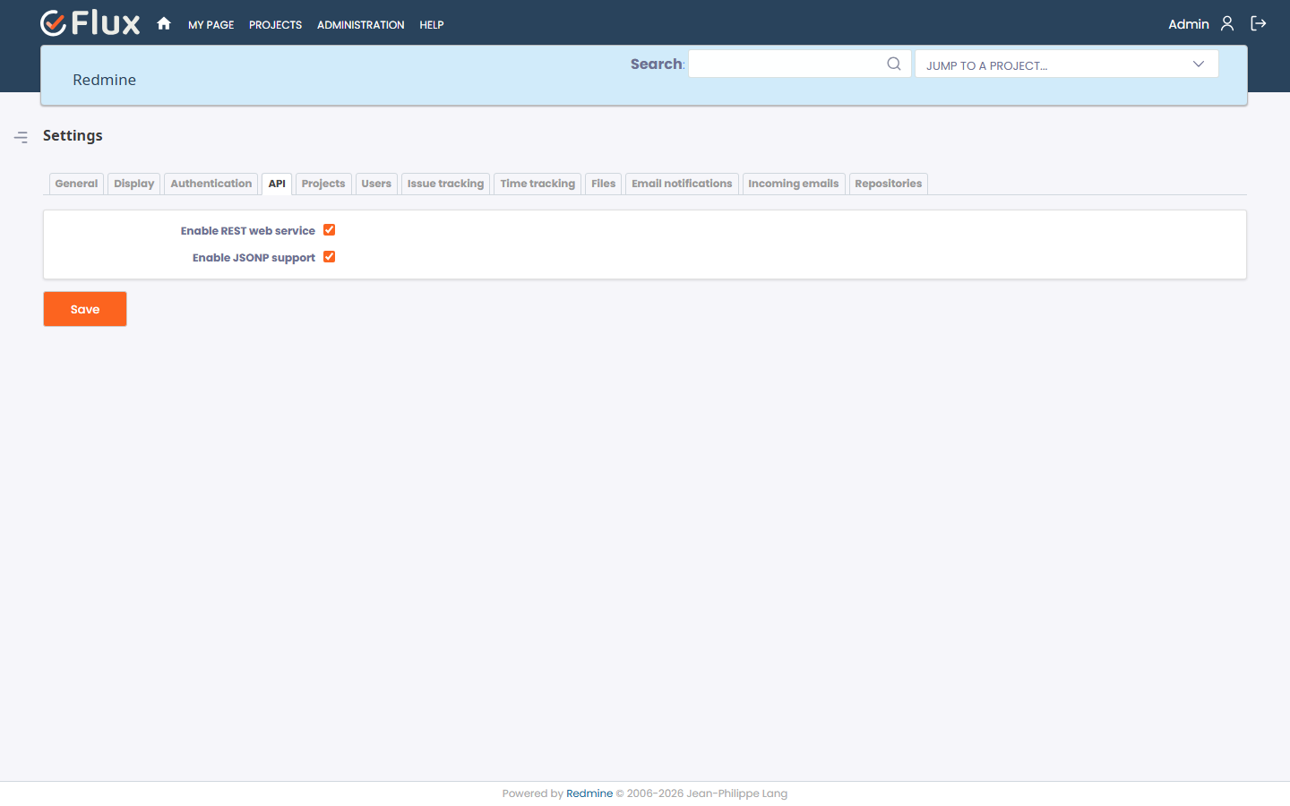 admin api settings