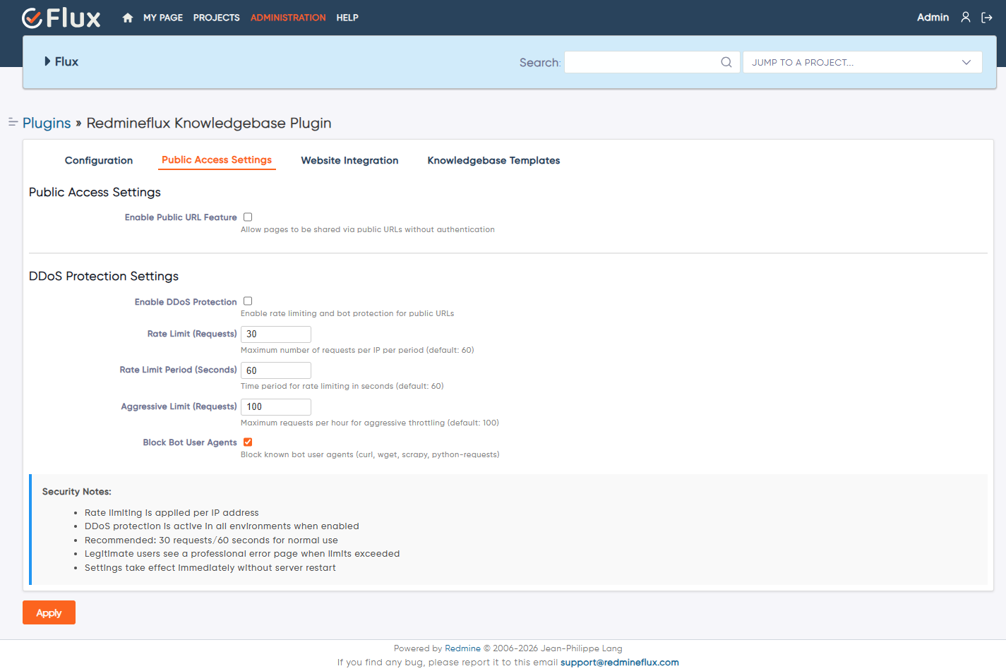 plugin settings public access plugin settings public access