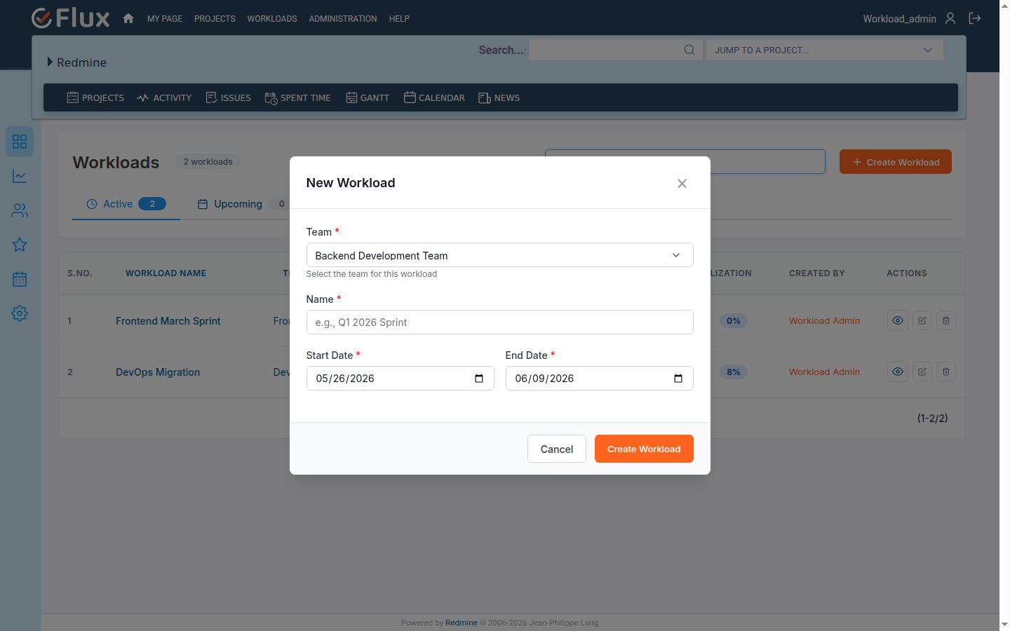 create workload create workload