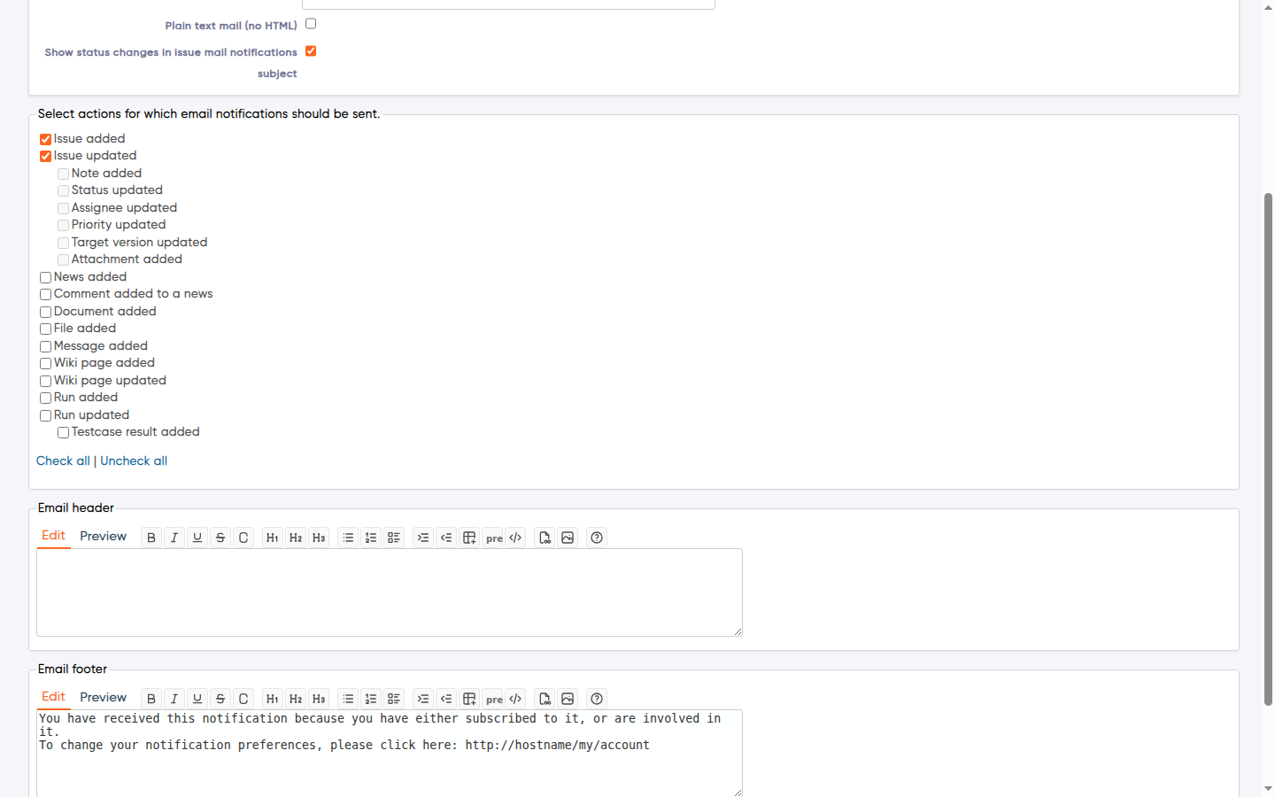 enable email notifications