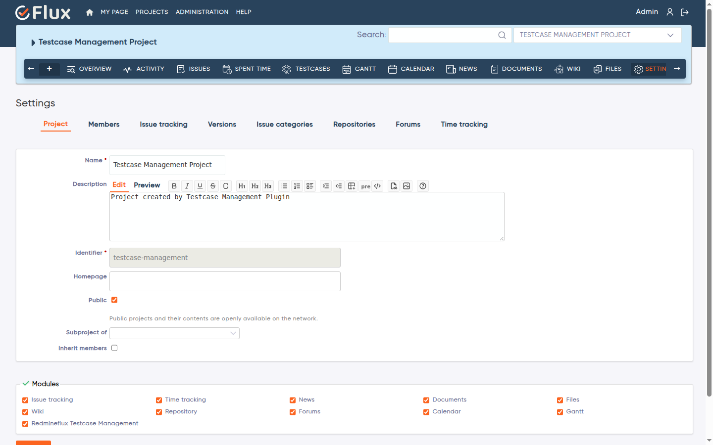 enable test case module