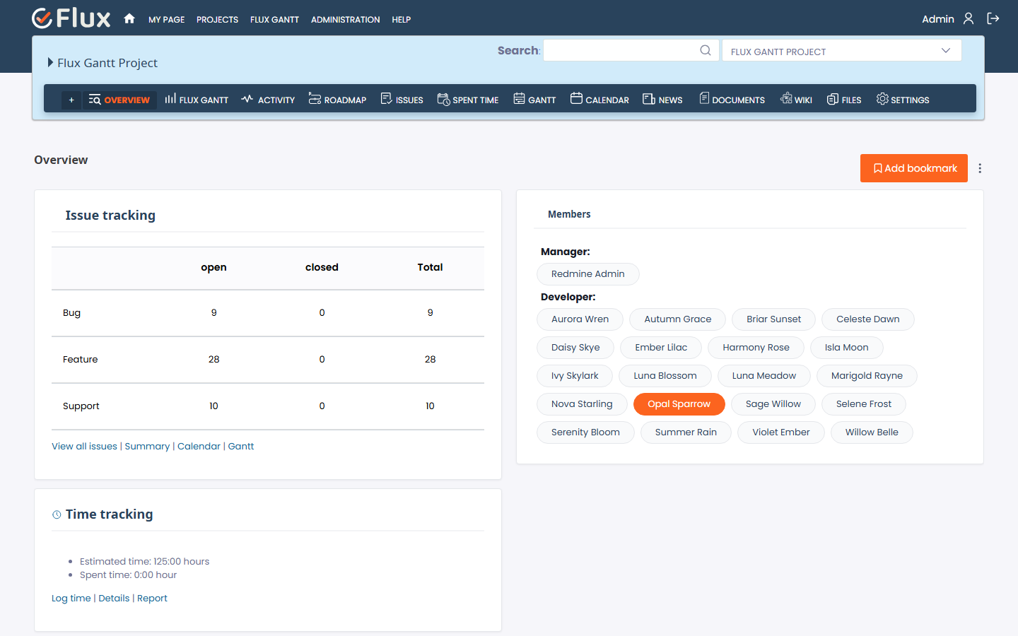 04 project menu with flux gantt