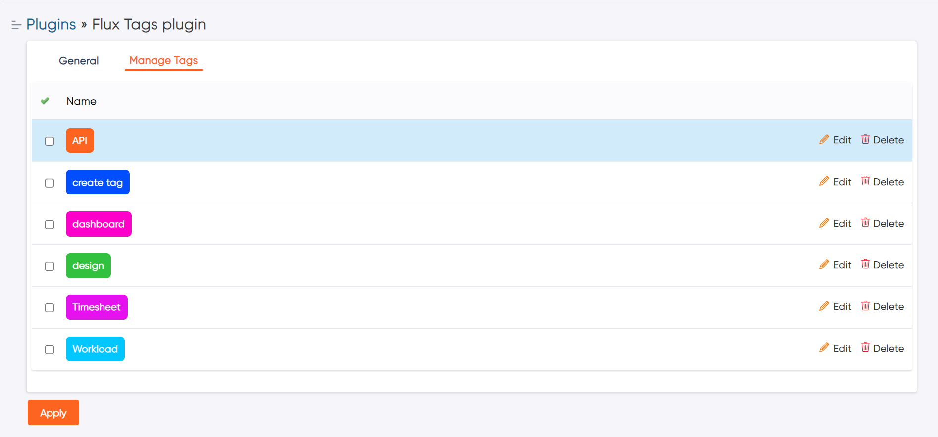 Tags Plugin Screenshot