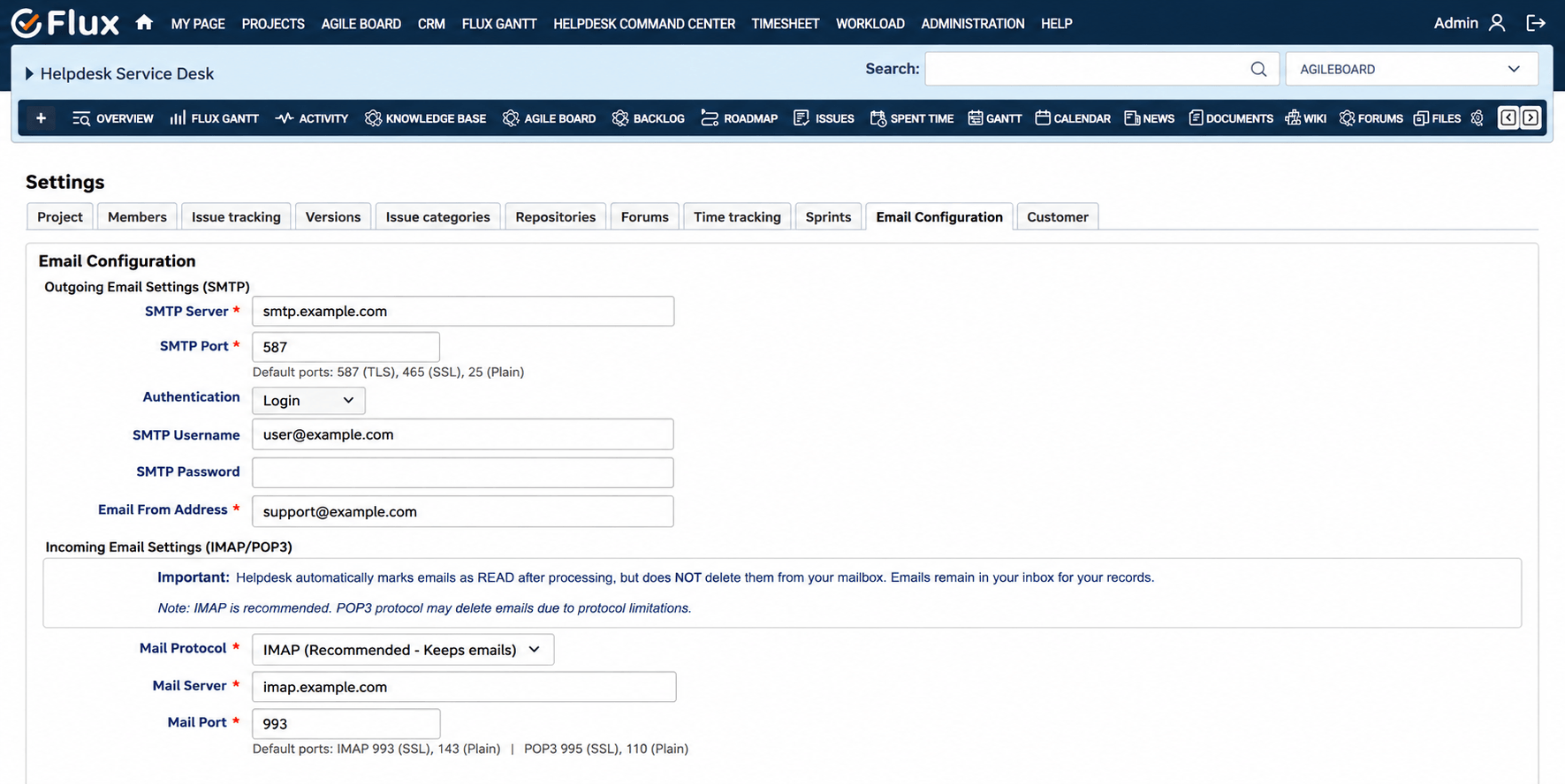 helpdesk enable email
