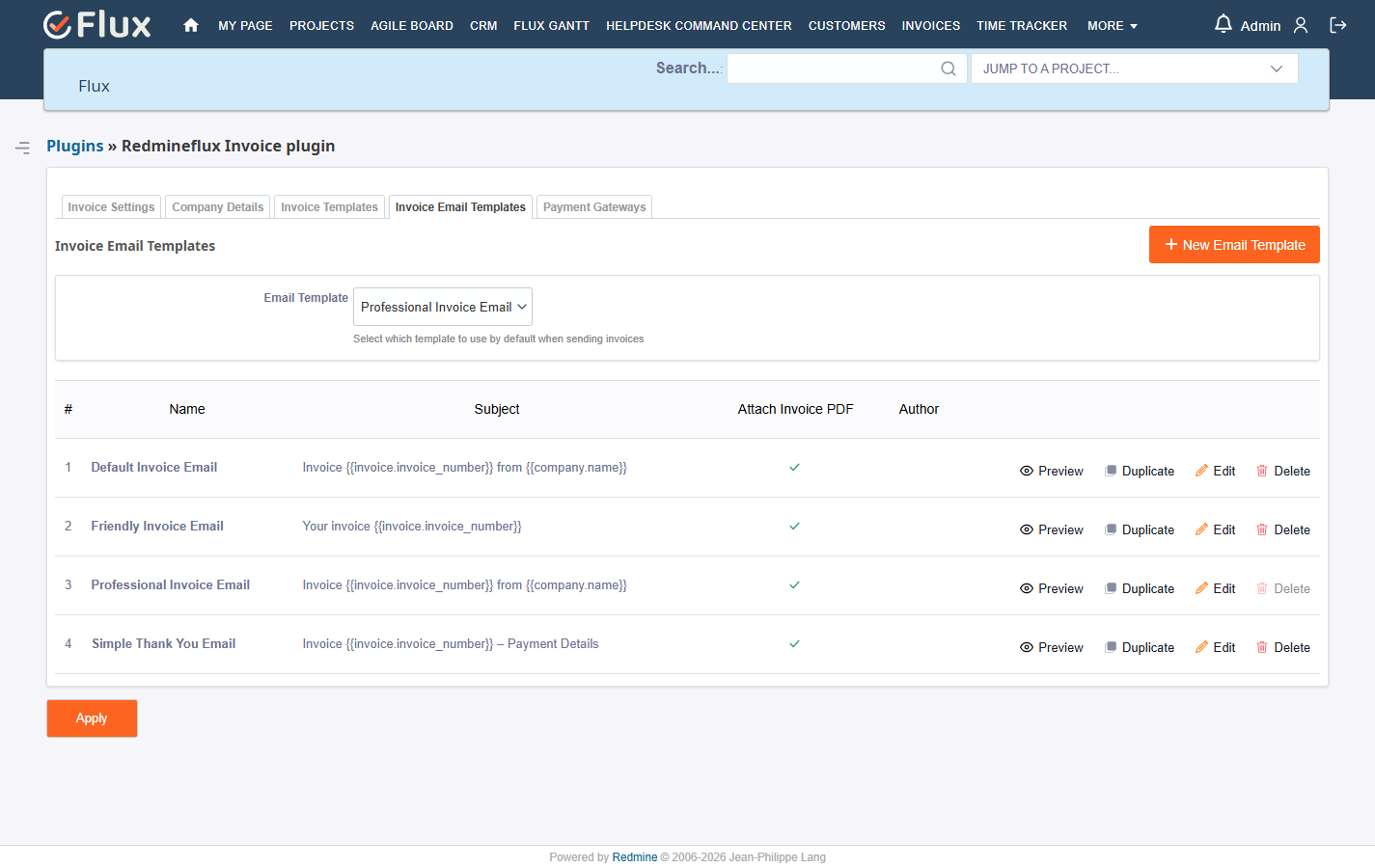 config email templates