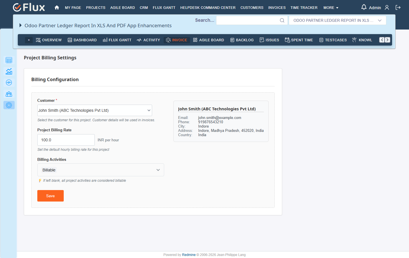 project billing settings