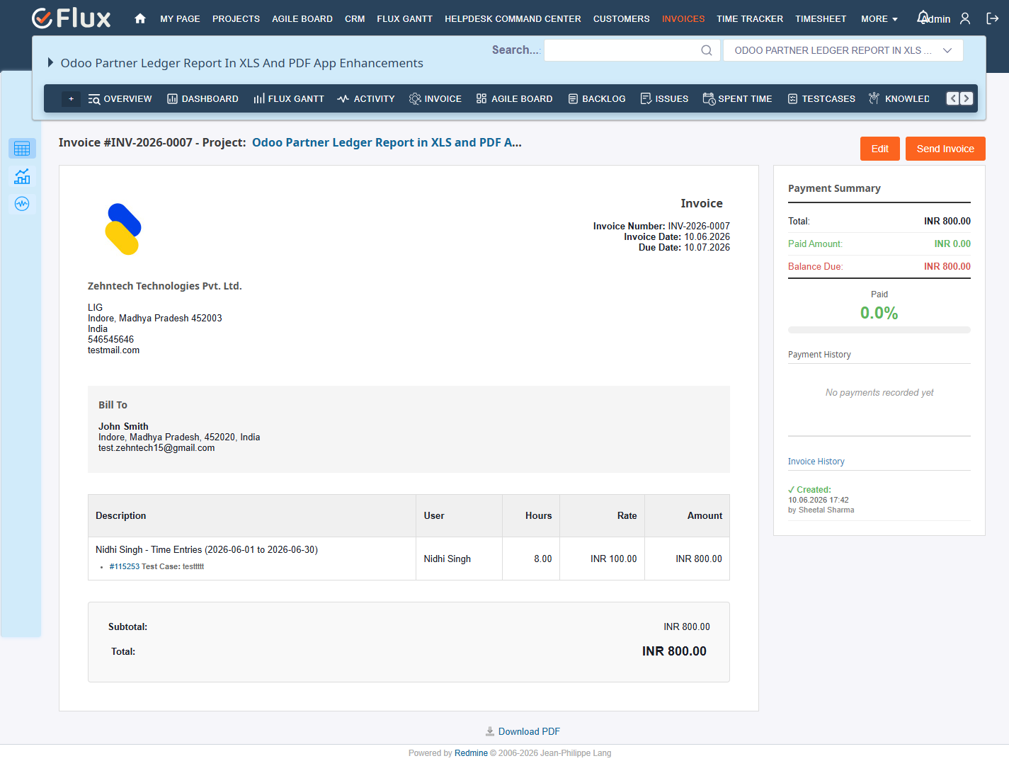 invoice detail draft