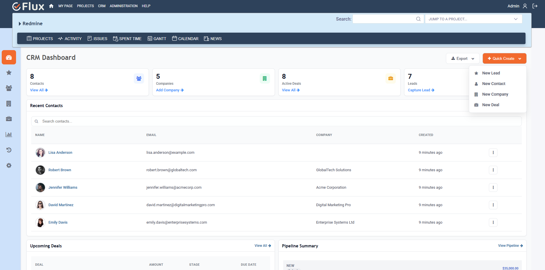 Redmine CRM Plugin Interface