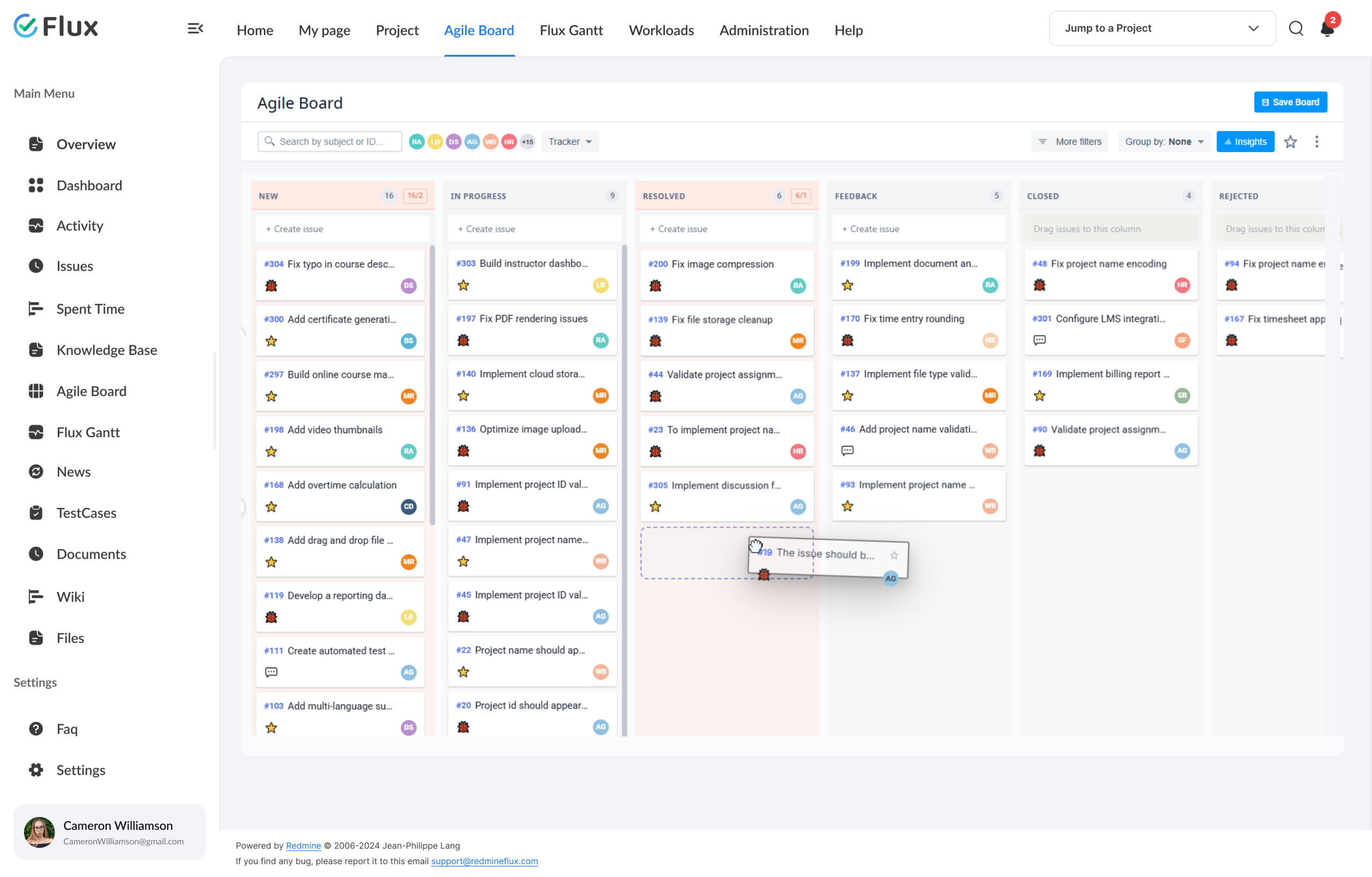Kanban board with WIP limits and swimlane rows