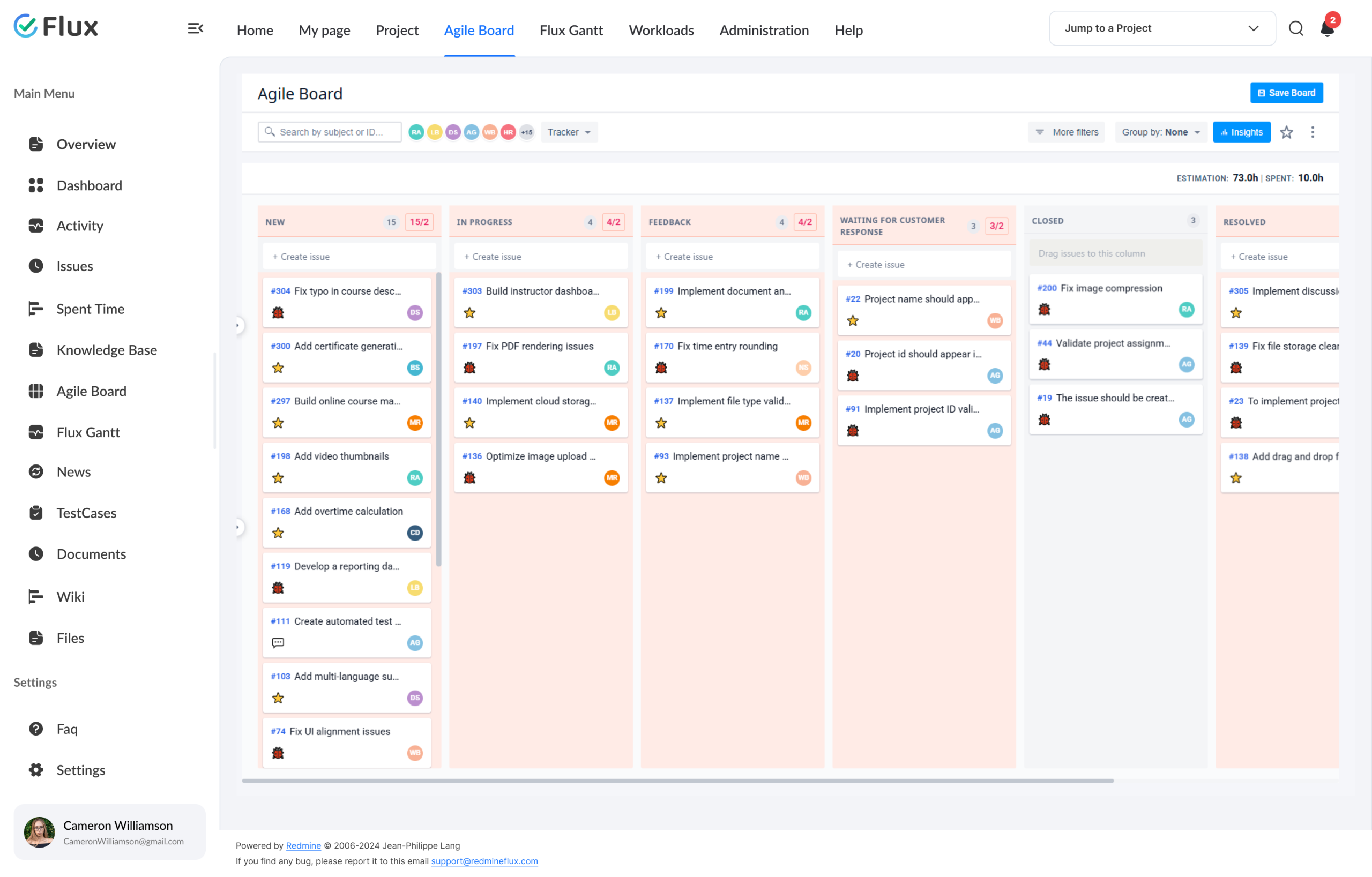 Kanban column with WIP breach indicator - red header at limit